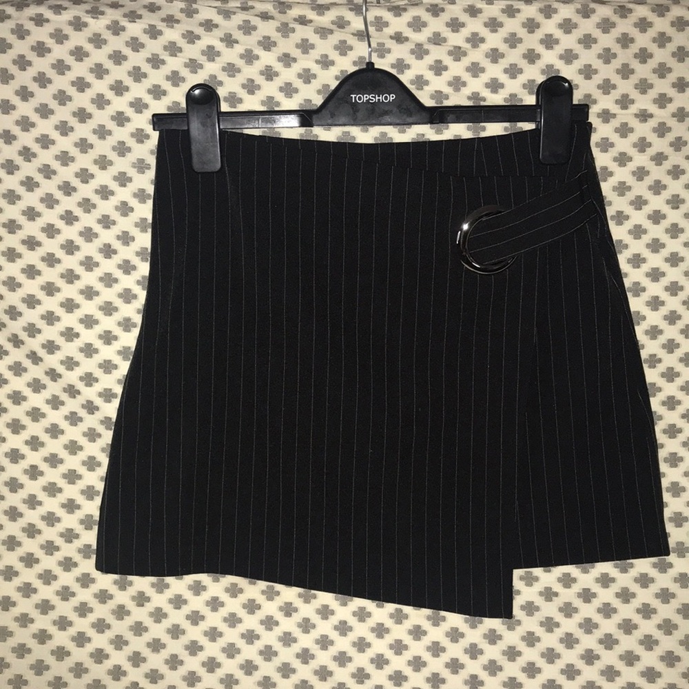 Pin Stripe Wrap Skirt with large Grommet Detail